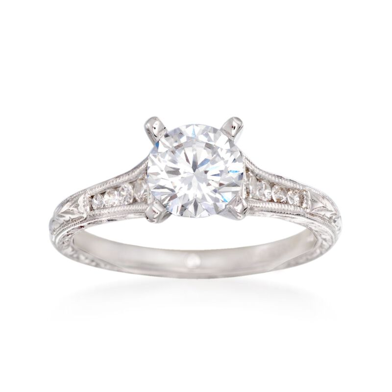 Gabriel Designs .15 ct. t.w. Diamond Engagement Ring Setting in 14kt White Gold image number 0