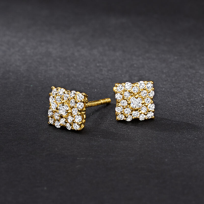 .40 ct. t.w. Diamond Flower Stud Earrings in 18kt Gold Over Sterling image number 2