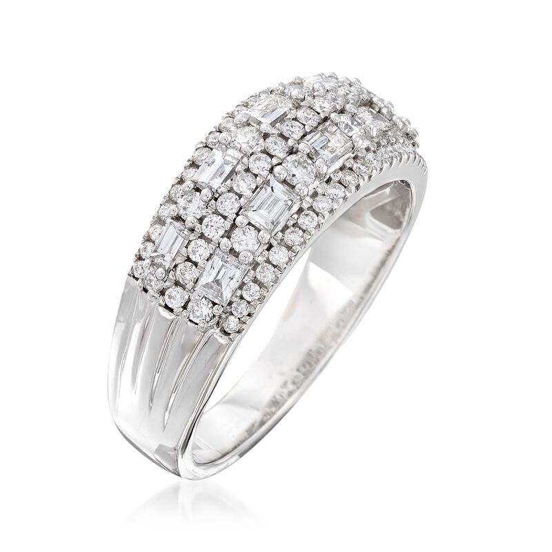 .90 ct. t.w. Round and Baguette Diamond Ring in 14kt White Gold image number 2