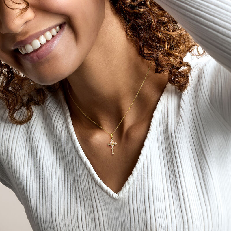 .25 ct. t.w. Diamond Cross Pendant Necklace in 18kt Gold Over Sterling. 16" image number 0