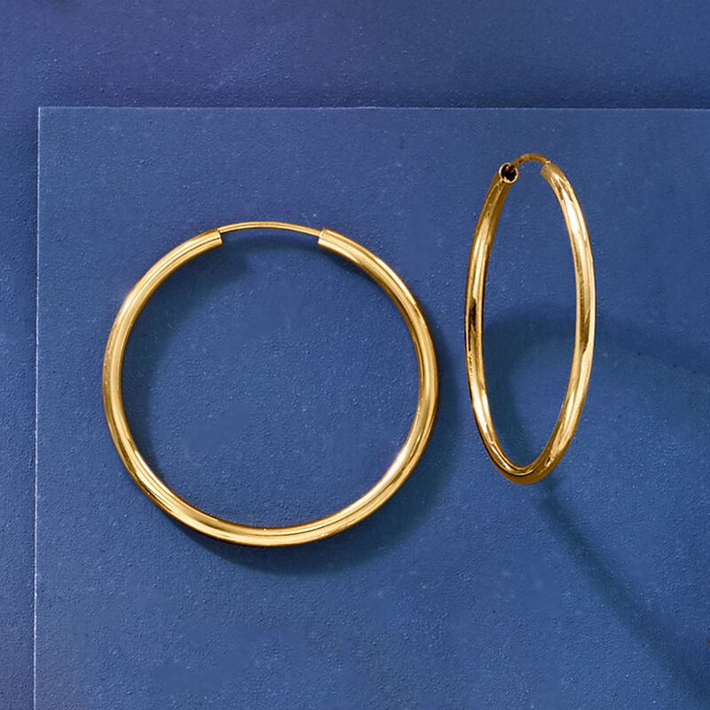 Italian 10kt Yellow Gold Hoop Earrings. 1" image number 3