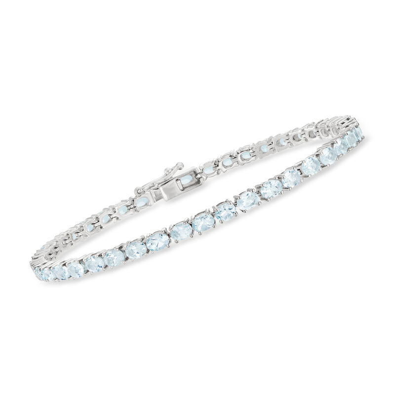 7.00 ct. t.w. Aquamarine Tennis Bracelet in Sterling Silver image number 0