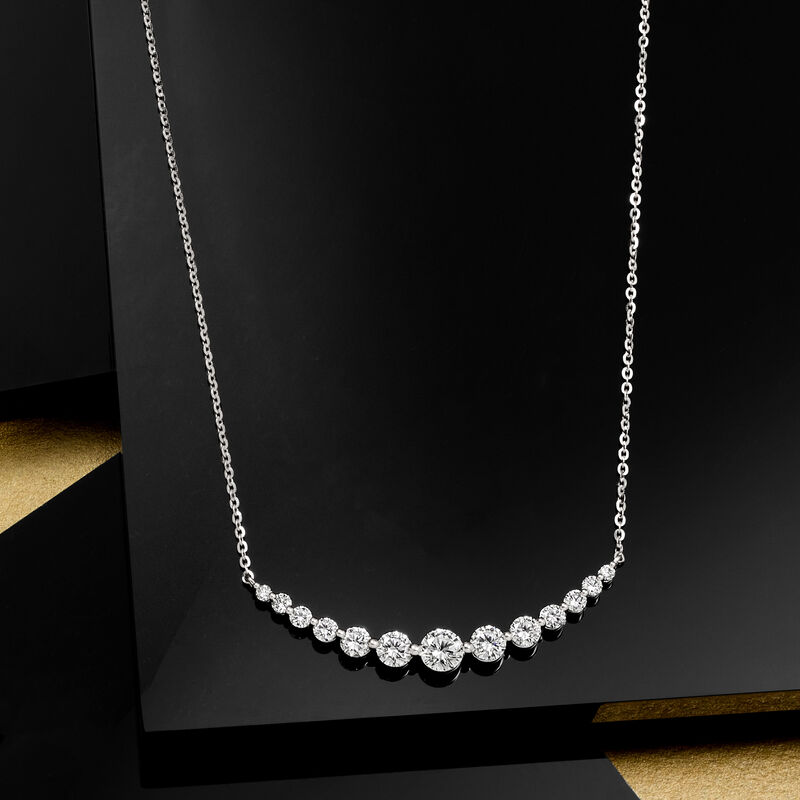 2.00 ct. t.w. Lab-Grown Diamond Curved Bar Necklace in 14kt White Gold image number 3