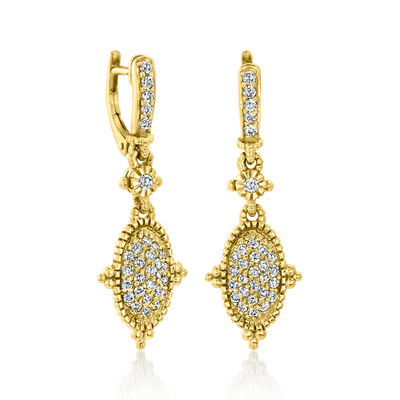 C. 1990 Vintage Judith Ripka .90 ct. t.w. Diamond Drop Earrings in 18kt Yellow Gold