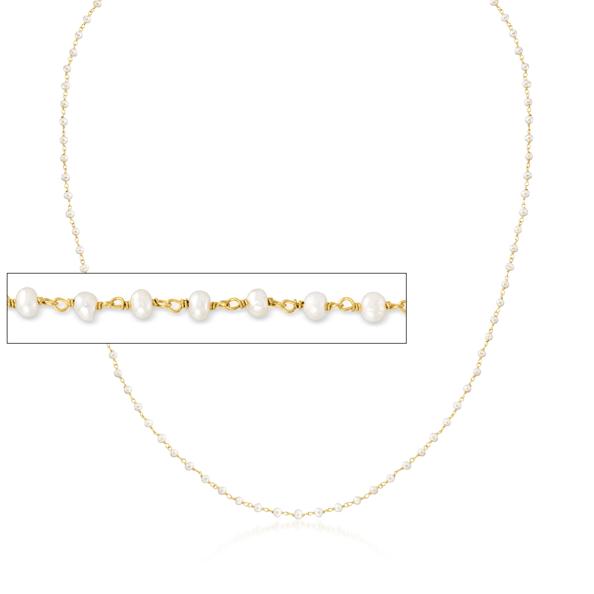 2-In-1 Small Cultured Pearl Necklace and Eyeglass Chain in 18kt