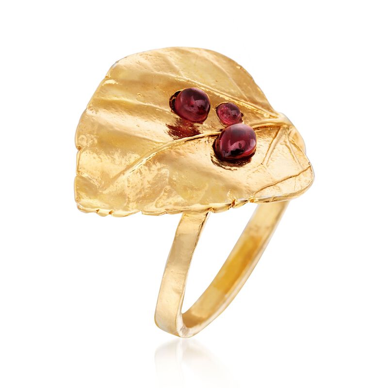 .70 ct. t.w. Garnet Leaf Ring in 18kt Gold Over Sterling image number 2