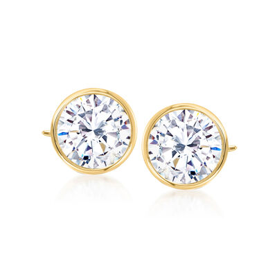 3.00 ct. t.w. Bezel-Set CZ Stud Earrings in 14kt Yellow Gold