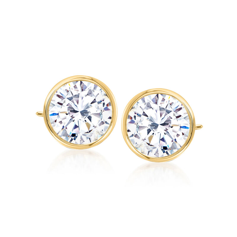 3.00 ct. t.w. Bezel-Set CZ Stud Earrings in 14kt Yellow Gold image number 0