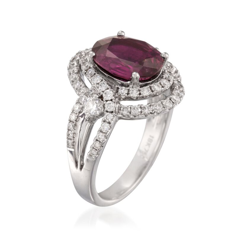 2.60 Carat Ruby and .90 ct. t.w. Diamond Ring in 18kt White Gold image number 2