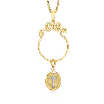 Diamond Cross Charm in 18kt Gold Over Sterling