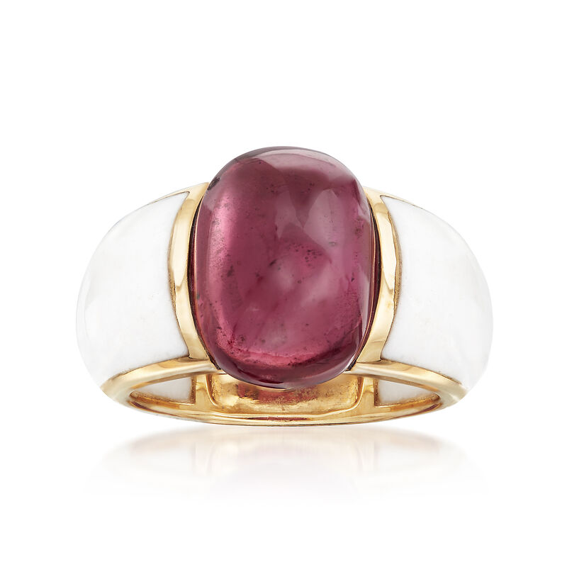 7.75 Carat Garnet and White Agate Ring in 14kt Yellow Gold image number 0