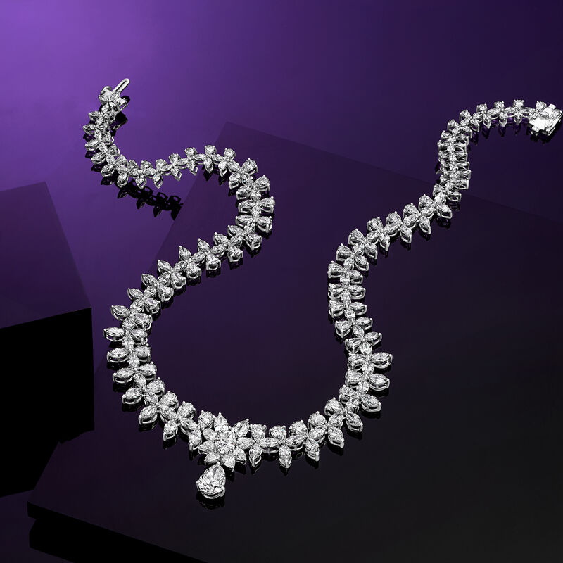 36.00 ct. t.w. Multi-Shaped Lab-Grown Diamond Necklace in 14kt White Gold. 16&quot; image number 2