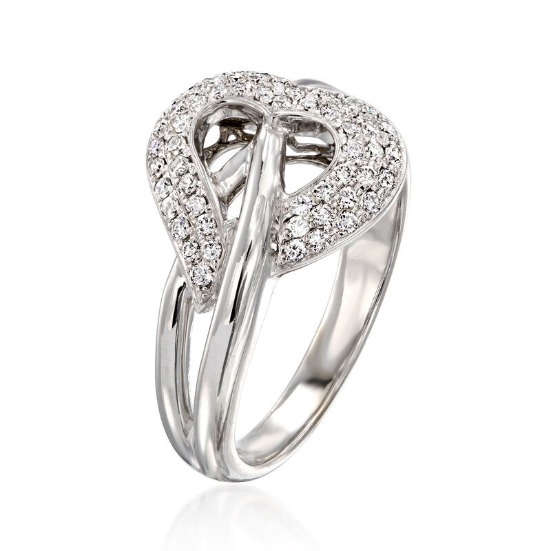 C. 1990 Vintage .45 ct. t.w. Diamond Heart Ring in 14kt White Gold. Size 7 image number 2