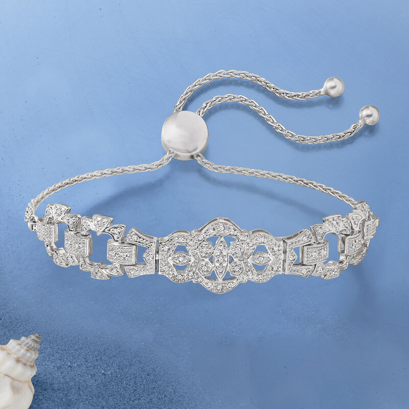 .25 ct. t.w. Diamond Openwork Bolo Bracelet in Sterling Silver image number 3