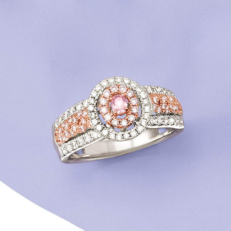 .71 ct. t.w. Pink and White Diamond Ring in 18kt Two-Tone Gold image number 3