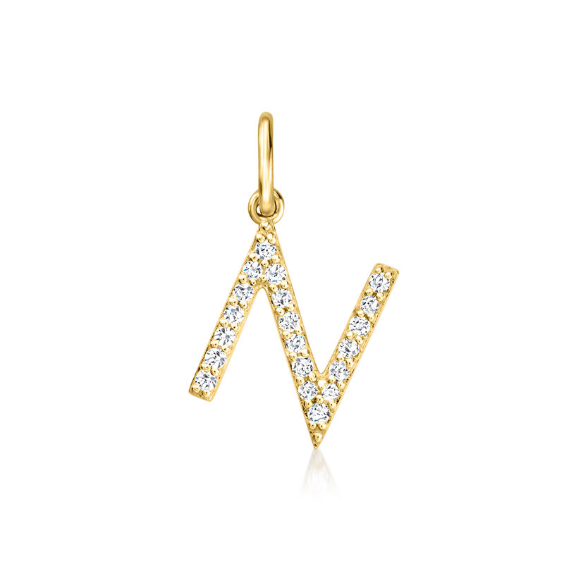 N - Diamond Initial Charm in 14kt Yellow Gold image number 0