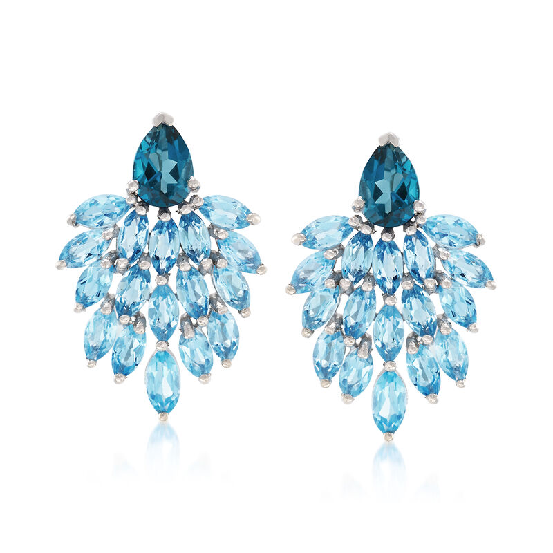 7.20 ct. t.w. Blue Topaz Drop Earrings in Sterling Silver  image number 0