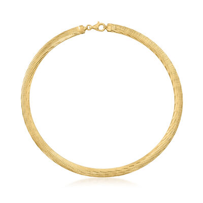 Italian 8mm 18kt Gold Over Sterling Reversible Omega Necklace