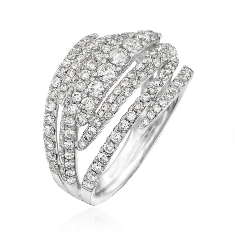 C. 1990 Vintage Piero Milano 1.61 ct. t.w. Diamond Highway Ring in 18kt White Gold. Size 6.5 image number 2