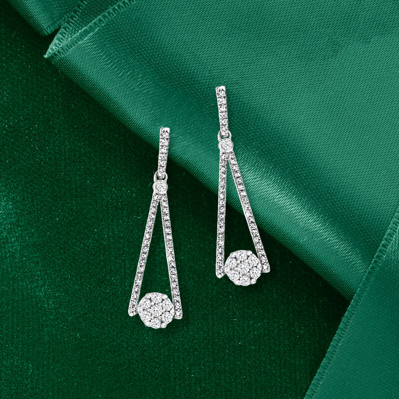 .50 ct. t.w. Diamond Cluster Drop Earrings in Sterling Silver  image number 2