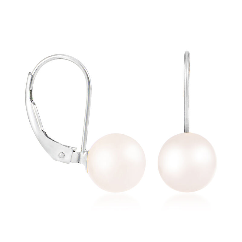 7-8mm Cultured Akoya Pearl Earrings in 14kt White Gold  image number 1
