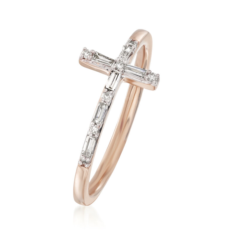 .16 ct. t.w. Diamond Cross Ring in 14kt Rose Gold image number 2