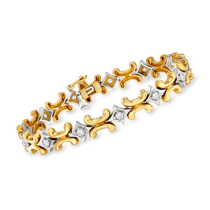 C. 1980 Vintage 1.30 ct. t.w. Diamond Bracelet in 14kt Two-Tone Gold image number 0