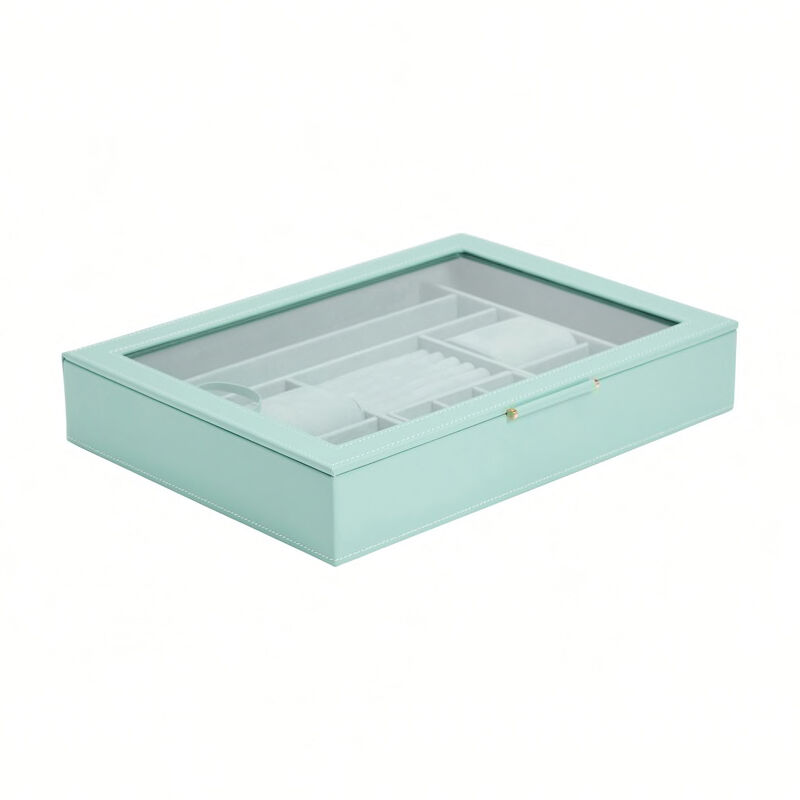 WOLF &quot;Sophia&quot; Jade Leather Jewelry Box with Window image number 1