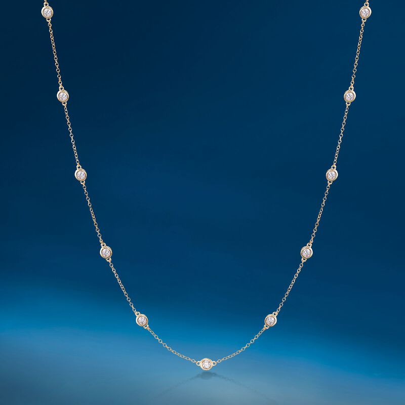 .50 ct. t.w. Bezel-Set Diamond Station Necklace in 14kt Yellow Gold image number 2