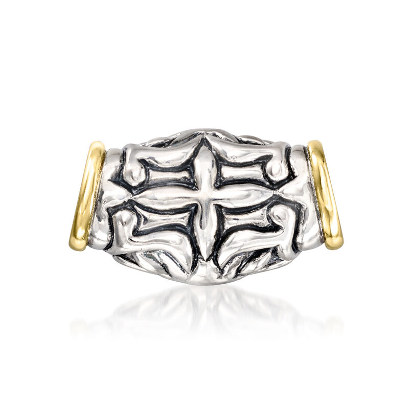 C. 1990 Vintage Asch Grossbardt Multi-Gemstone Inlay Slide Pendant in Sterling Silver and 18kt Yellow Gold image number 2