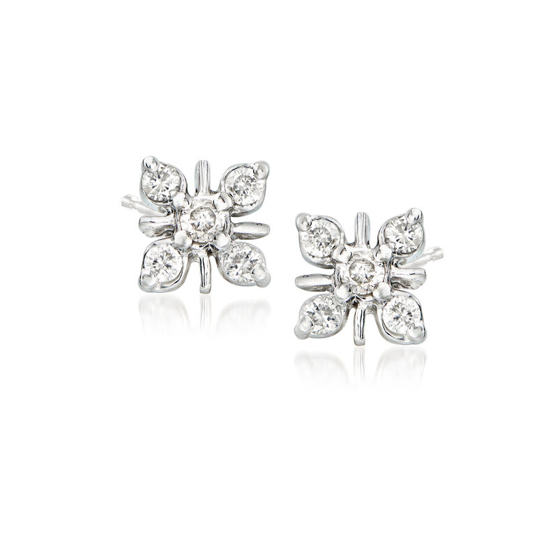 .25 ct. t.w. Diamond Flower Earrings in Sterling Silver image number 0