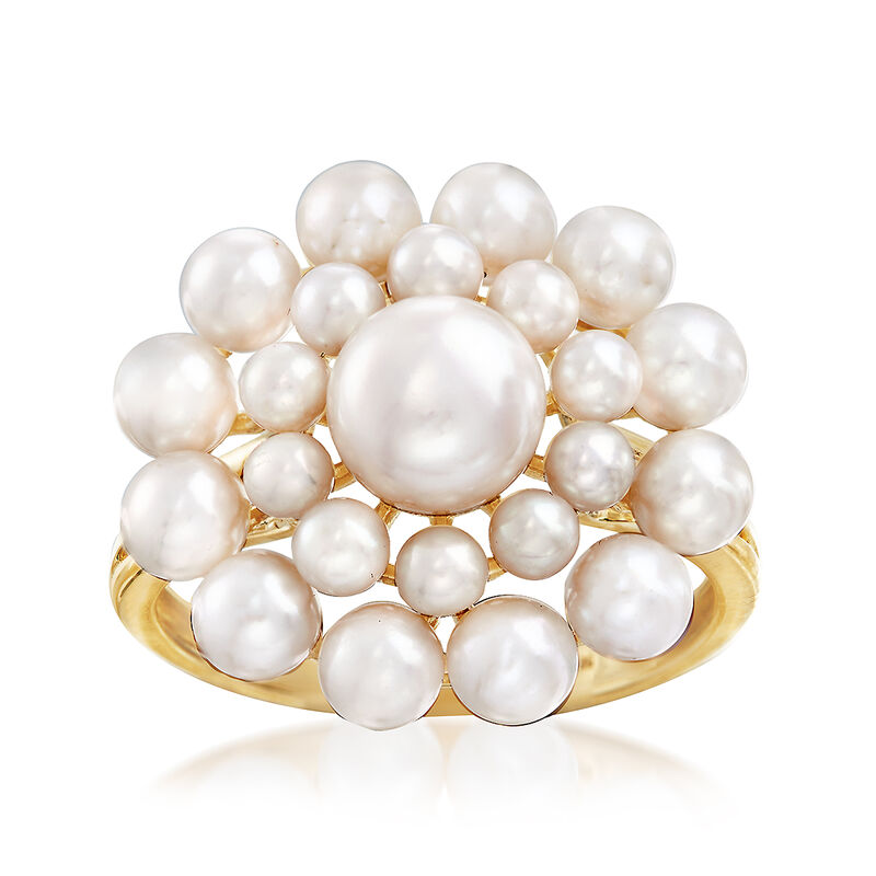 2-7mm Cultured Pearl Flower Burst Ring in 14kt Yellow Gold image number 0