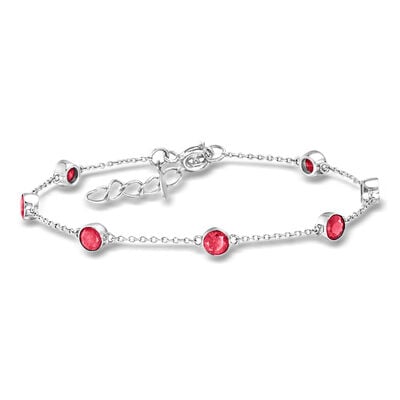 2.50 ct. t.w. Ruby Station Bracelet in Sterling Silver