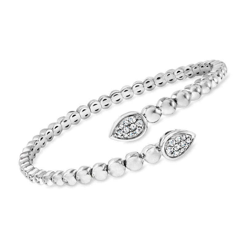 Gabriel Designs .20 ct. t.w. White Sapphire Bypass Bead Bracelet in Sterling Silver. 7"