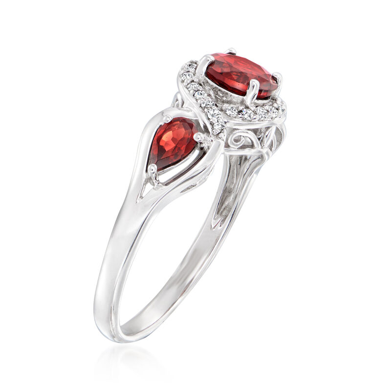 1.50 ct. t.w. Garnet and .12 ct. t.w. Diamond Ring in Sterling Silver image number 2