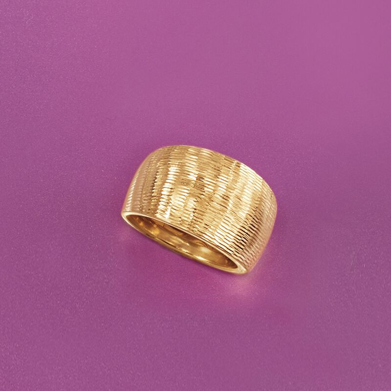 Italian 14kt Yellow Gold Diamond-Cut Wide-Band Ring image number 3