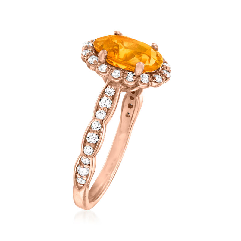 C. 2000 Vintage 1.60 Carat Citrine and .45 ct. t.w. Diamond Ring in 18kt Rose Gold. Size 5.5 image number 2