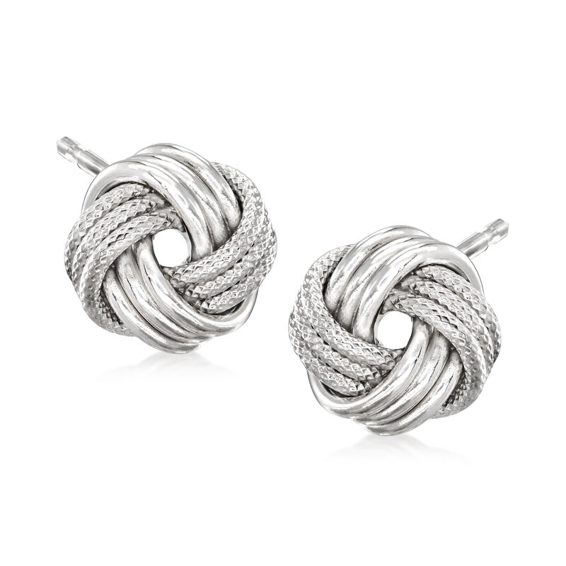 Italian 14kt White Gold Love Knot Earrings image number 0