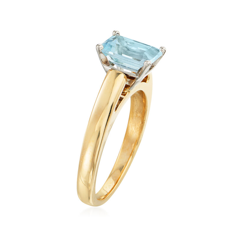 C. 2000 Vintage 1.35 Carat Aquamarine Ring in 14kt Yellow Gold image number 2