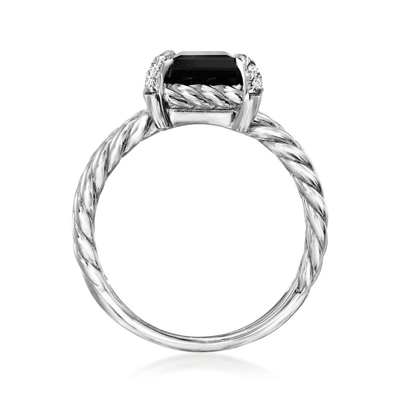 Onyx Three-Row Ring with White Topaz in Sterling Silver image number 3