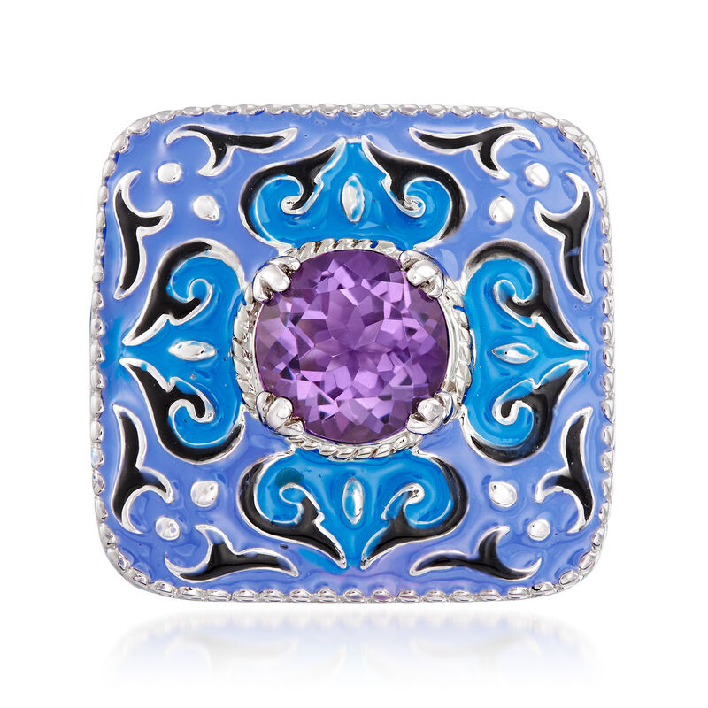 1.70 Carat Amethyst Cocktail Ring in Sterling Silver with 14kt Yellow Gold image number 0