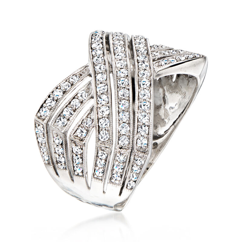 C. 1990 Vintage 1.55 ct. t.w. Diamond Highway-Style Ring in 18kt White Gold. Size 8.5 image number 2