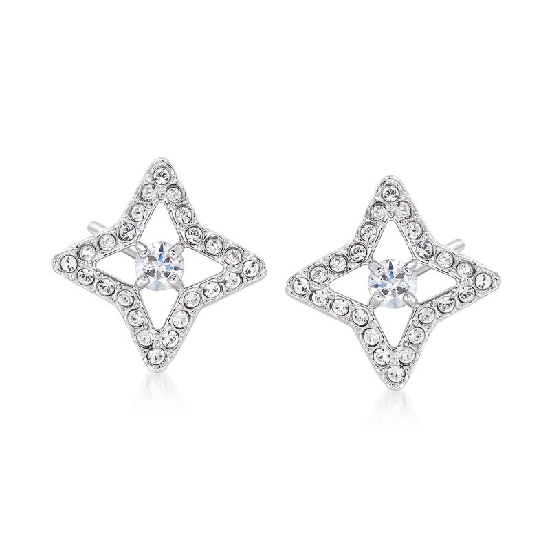 Swarovski Crystal &quot;Sparkling Dance Star&quot; Crystal Star Earrings in Silvertone image number 0