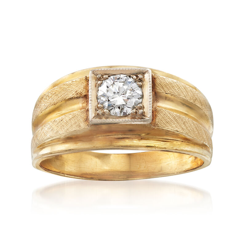 C. 1970 Vintage Men's .60 Carat Diamond Ring in 14kt Yellow Gold. Size 10 image number 0