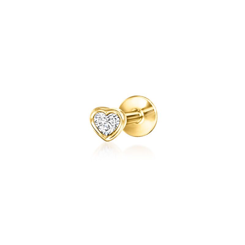 Heart-Shaped Lab-Grown Diamond Single Flat-Back Stud Earring in 14kt Yellow Gold  image number 0