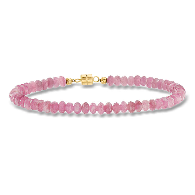 20.00 ct. t.w. Pink Tourmaline Bead Bracelet with 14kt Yellow Gold Magnetic Clasp image number 0