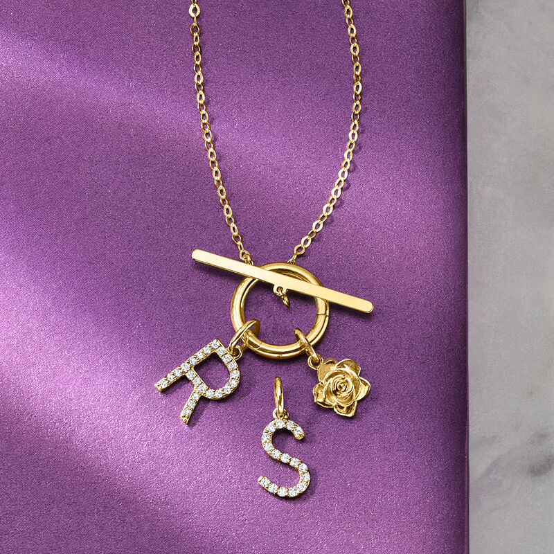 Diamond Initial Charm in 14kt Yellow Gold image number 5