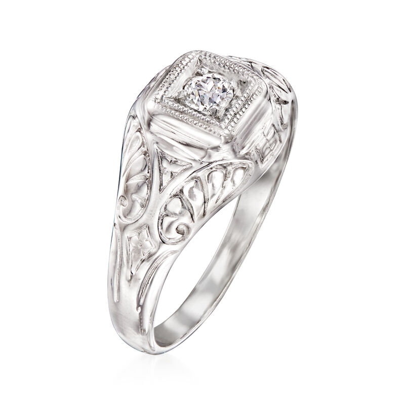 C. 1950 Vintage .15 Carat Diamond Ring in 14kt White Gold. Size 8 image number 2