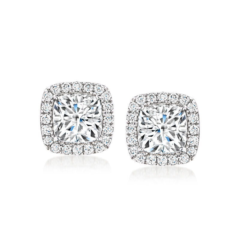 2.40 ct. t.w. Lab-Grown Diamond Cushion-Shaped Earrings in 14kt White Gold  image number 0
