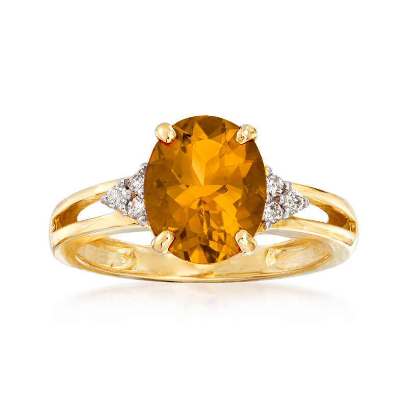 2.65 Carat Citrine and Diamond Ring in 14kt Yellow Gold image number 0